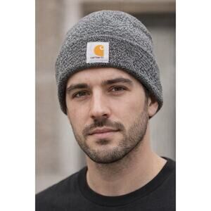 Carhartt Knit Beanie Hat Gray One Size Unisex Classic Logo